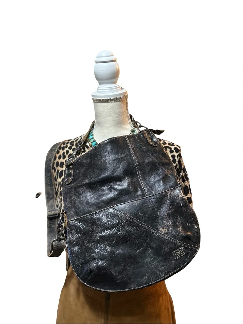 Black Leather BedStu Crossbody Shoulder Bag